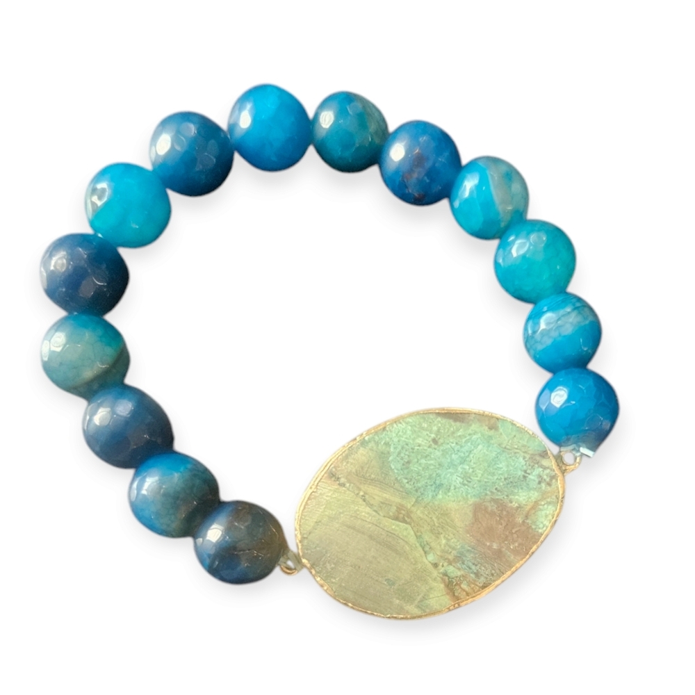 Blue Imperial Jasper and Agate Bracelet